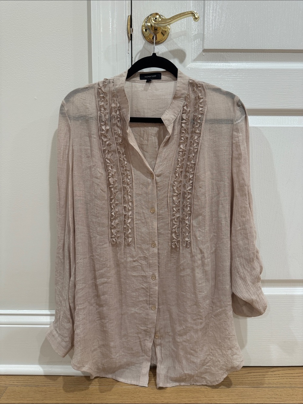 Spense Linen-Blend Button-Down with Pintuck Detail